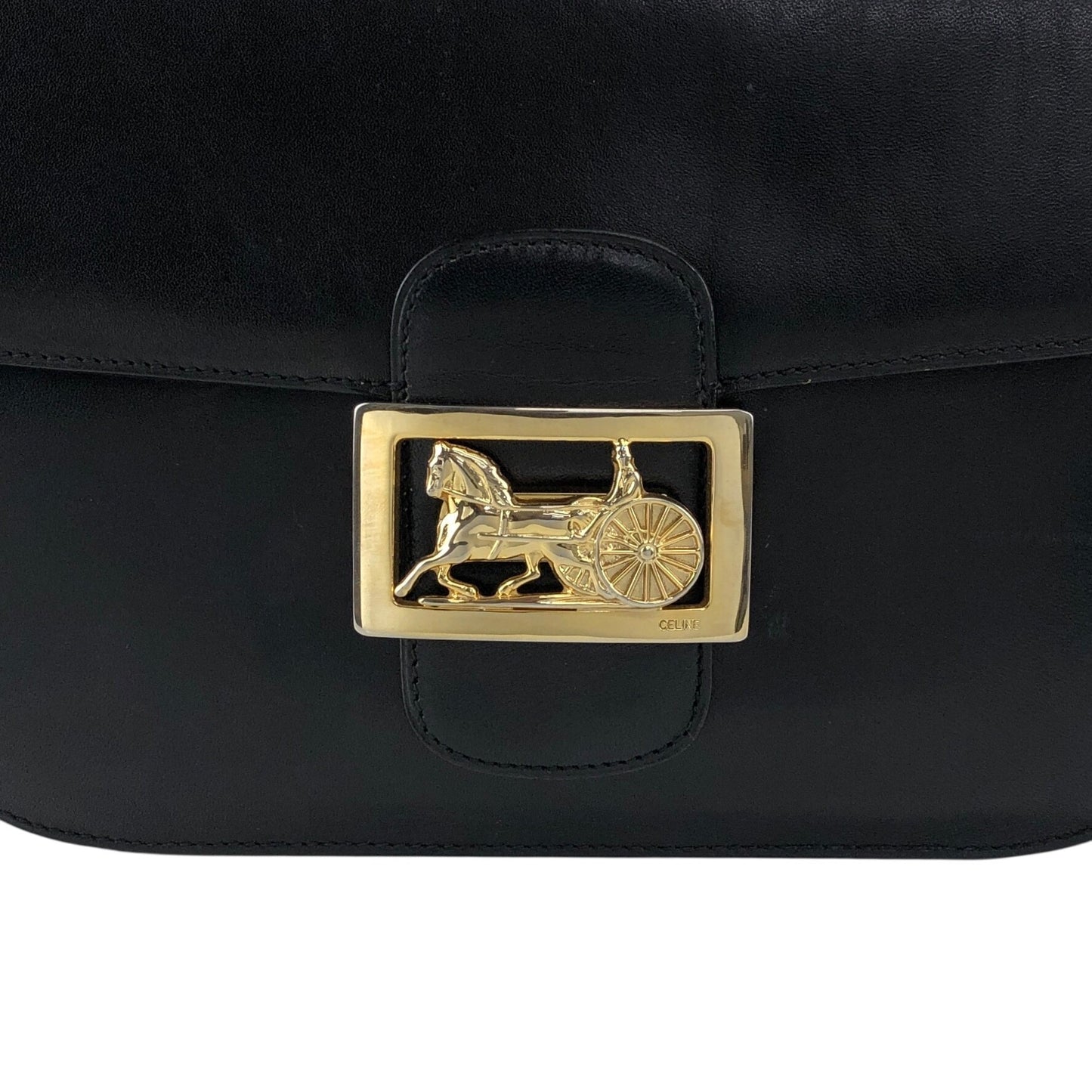 CELINE Horse Carriage Crossbody Shoulder bag Black Vintage mimnwz