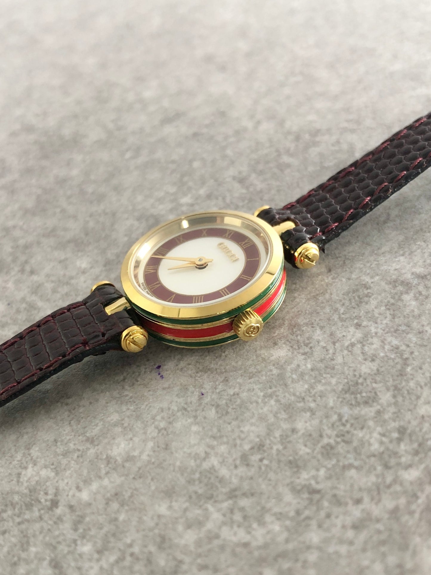 GUCCI Sherry Line Quartz Watch Gold×Red Vintage sujccz