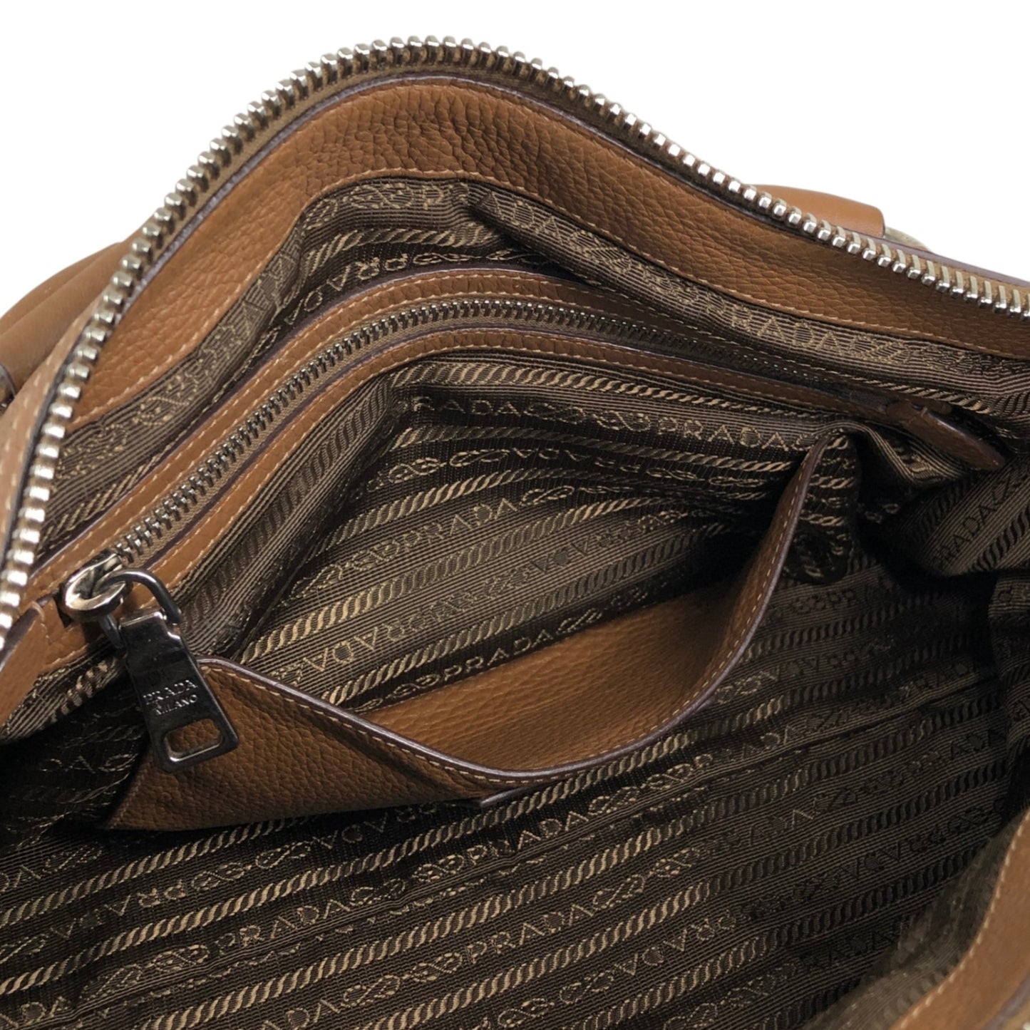 PRADA VITELLO PHENIX Two-way Handbag Shoulder bag Brown BL0805 Vintage 2rpjby