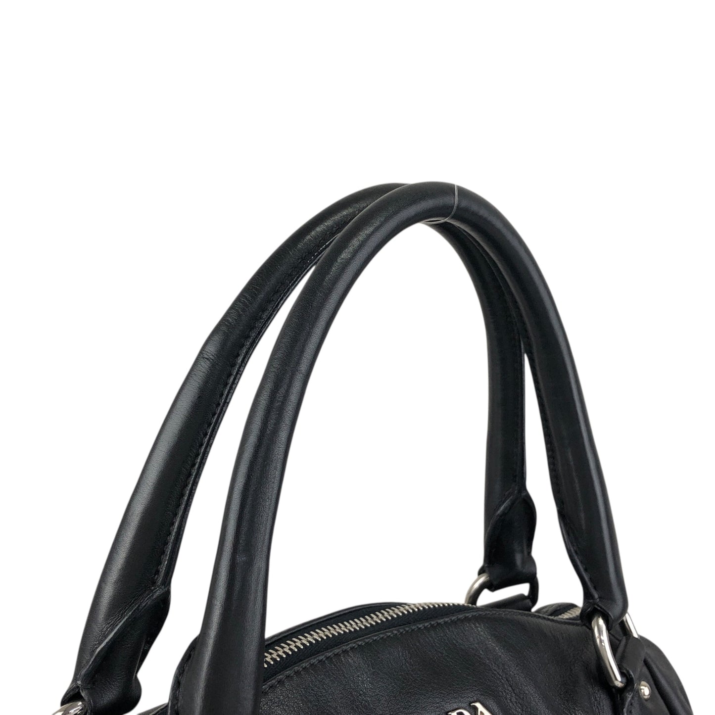 PRADA Logo Two-way Handbag Shoulder bag Black Vintage te623t