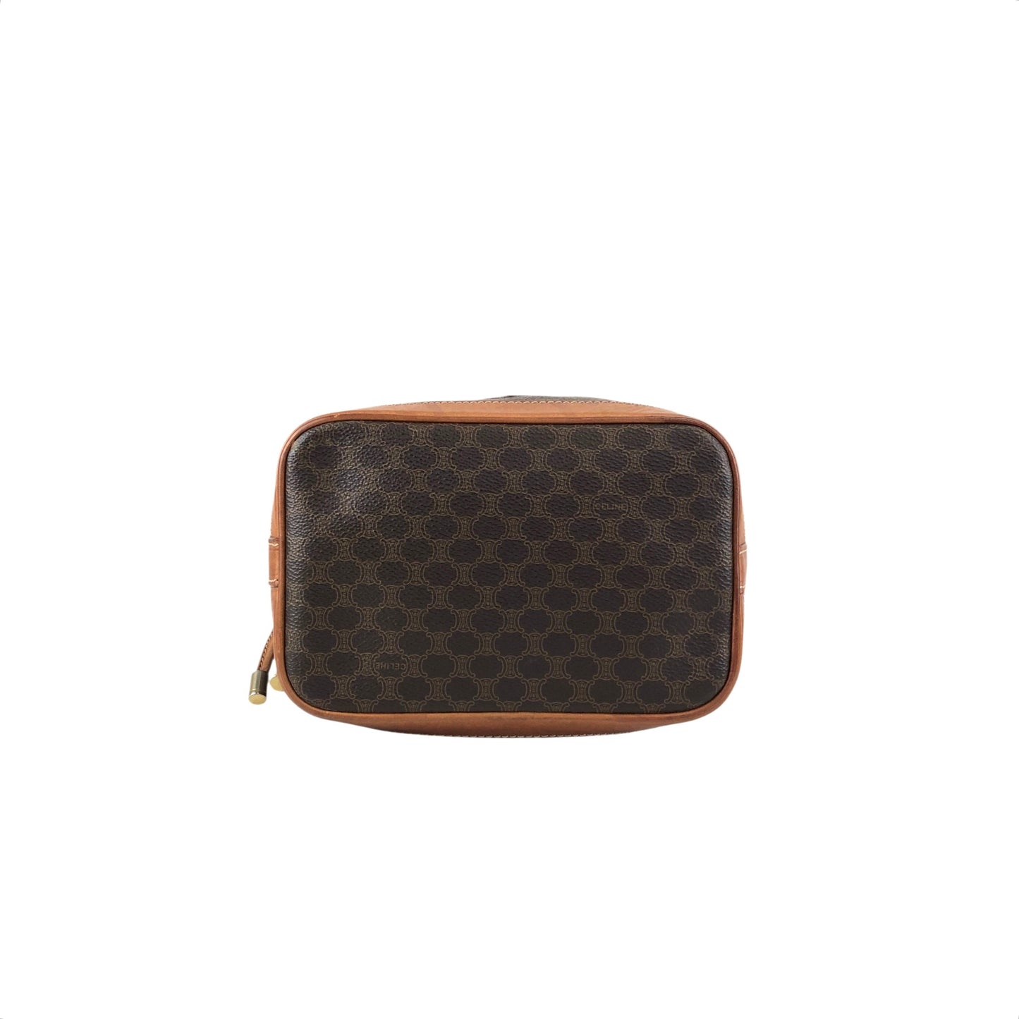 CELINE Macadam Blason Drawstring Shoulder bag Brown Vintage 7kmwfd