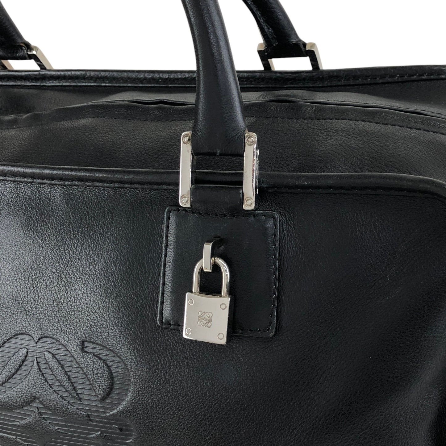 LOEWE Amazona36 Anagram Small Boston bag Handbag Black Vintage gc7zrx