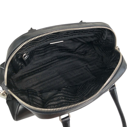PRADA Triangle Logo Handbag Boston bag Black Vintage mh4xag