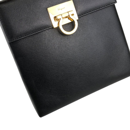 Salvatore Ferragamo Gancini Two-way Handbag Shoulder bag Black Vintage hdmvm4