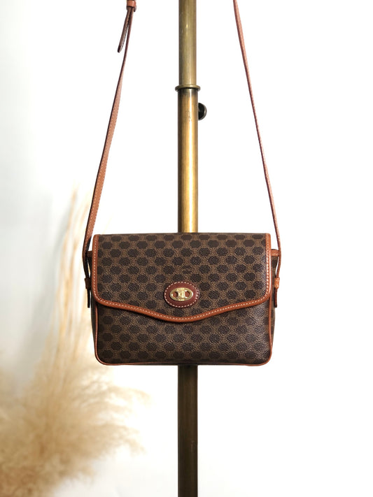 CELINE Macadam Blason Shoulder bag Brown Vintage 2mumnz