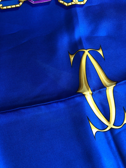 Cartier SILK Scarf Blue Vintage rit2hn