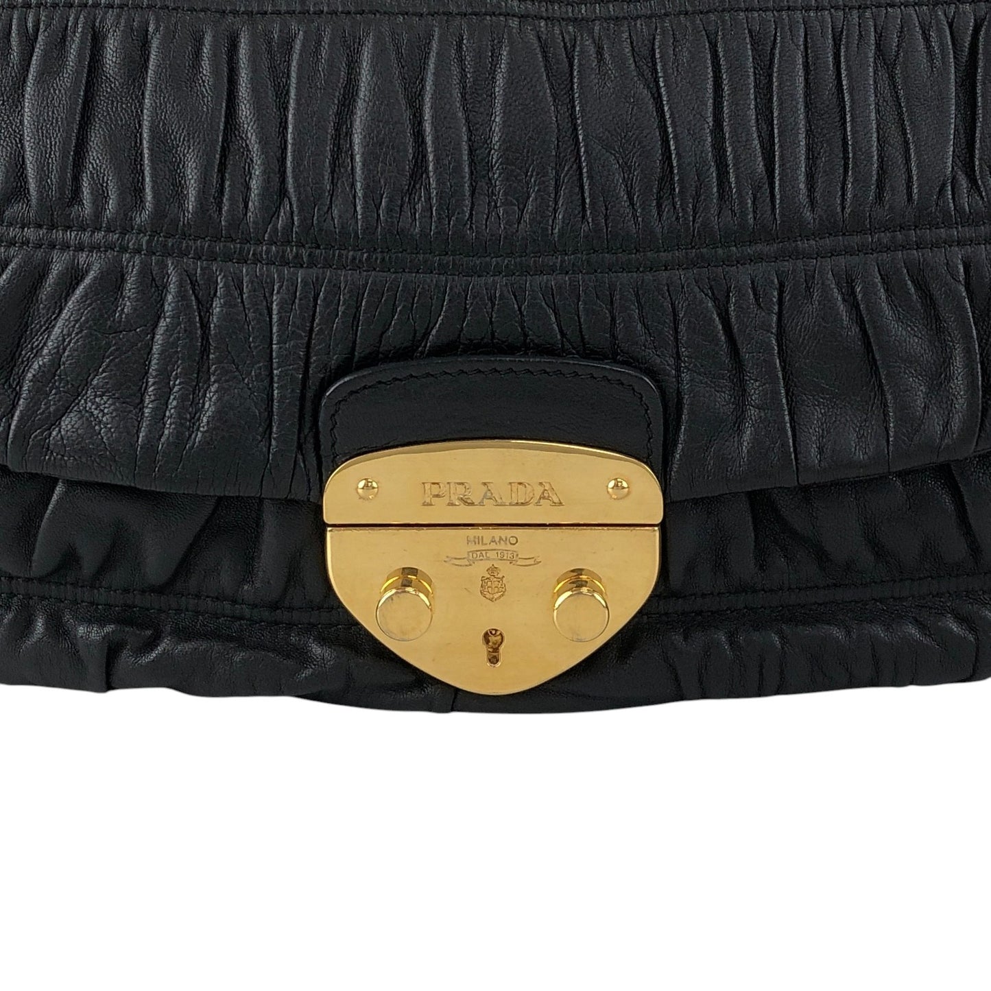 PRADA Logo Front Lock Two-way Handbag Shoulder bag Black Vintage zdrec3