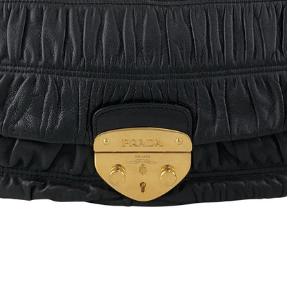 PRADA Logo Front Lock Two-way Handbag Shoulder bag Black Vintage zdrec3