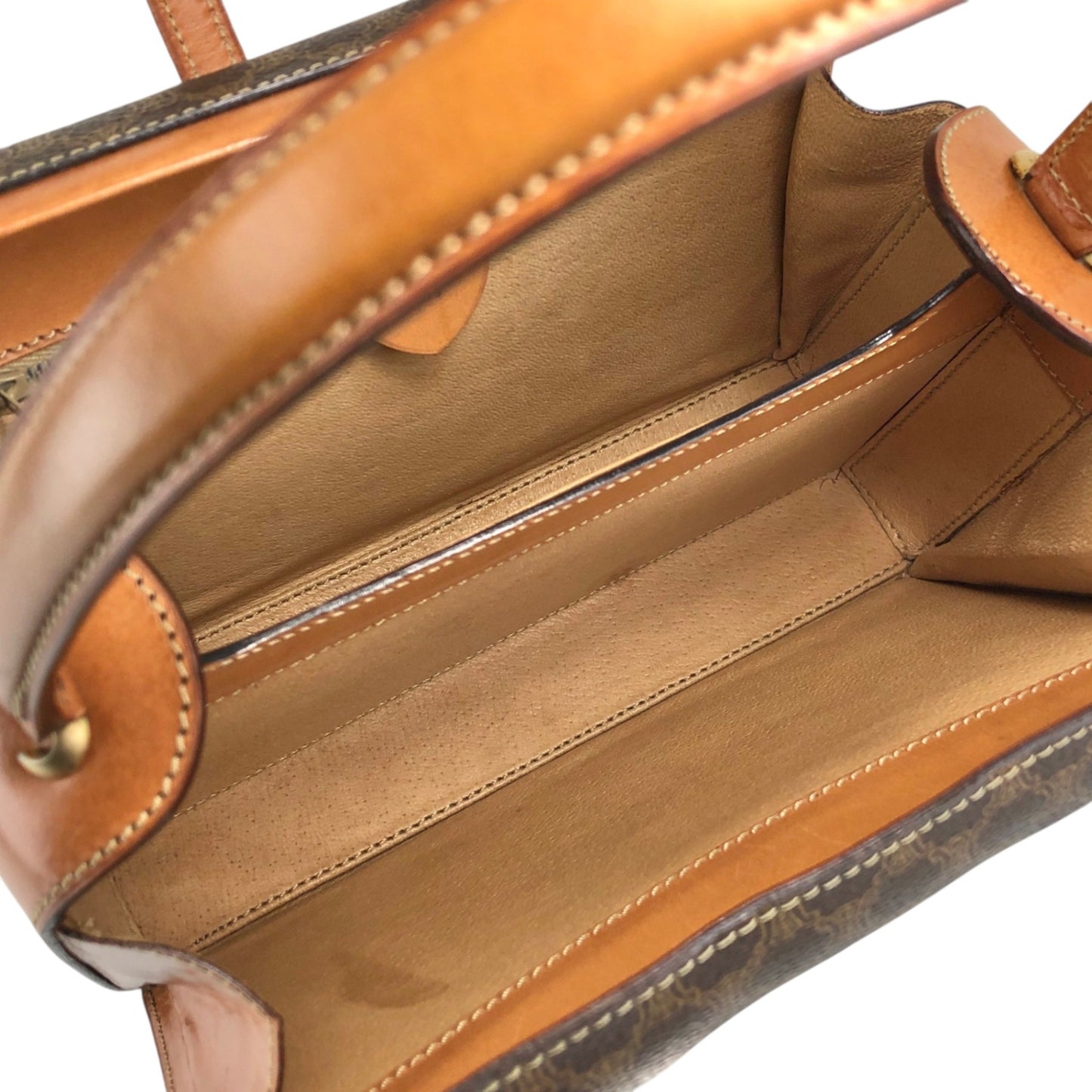 CELINE Macadam Gancini Handbag Brown Vintage hjb52j