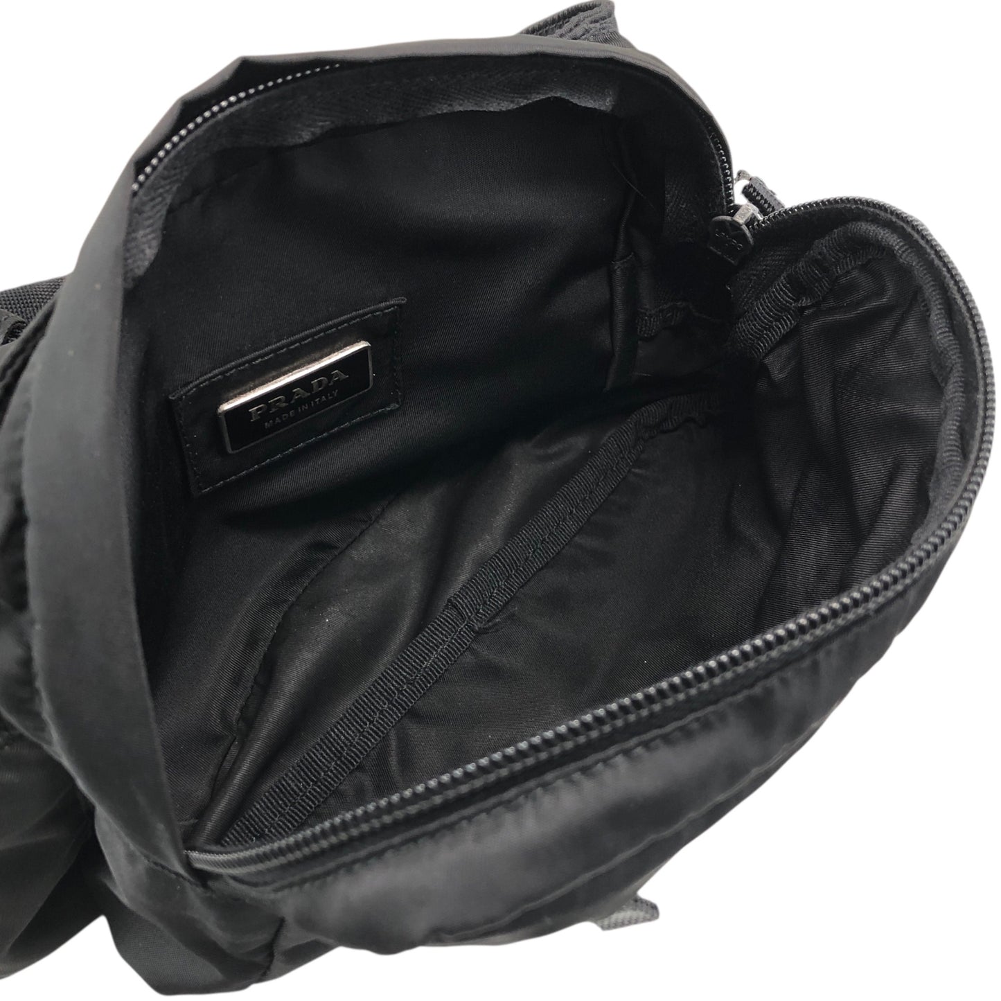 PRADA Tessuto Triangle Logo Sling bag Shoulder bag Black Vintage 58ccjt