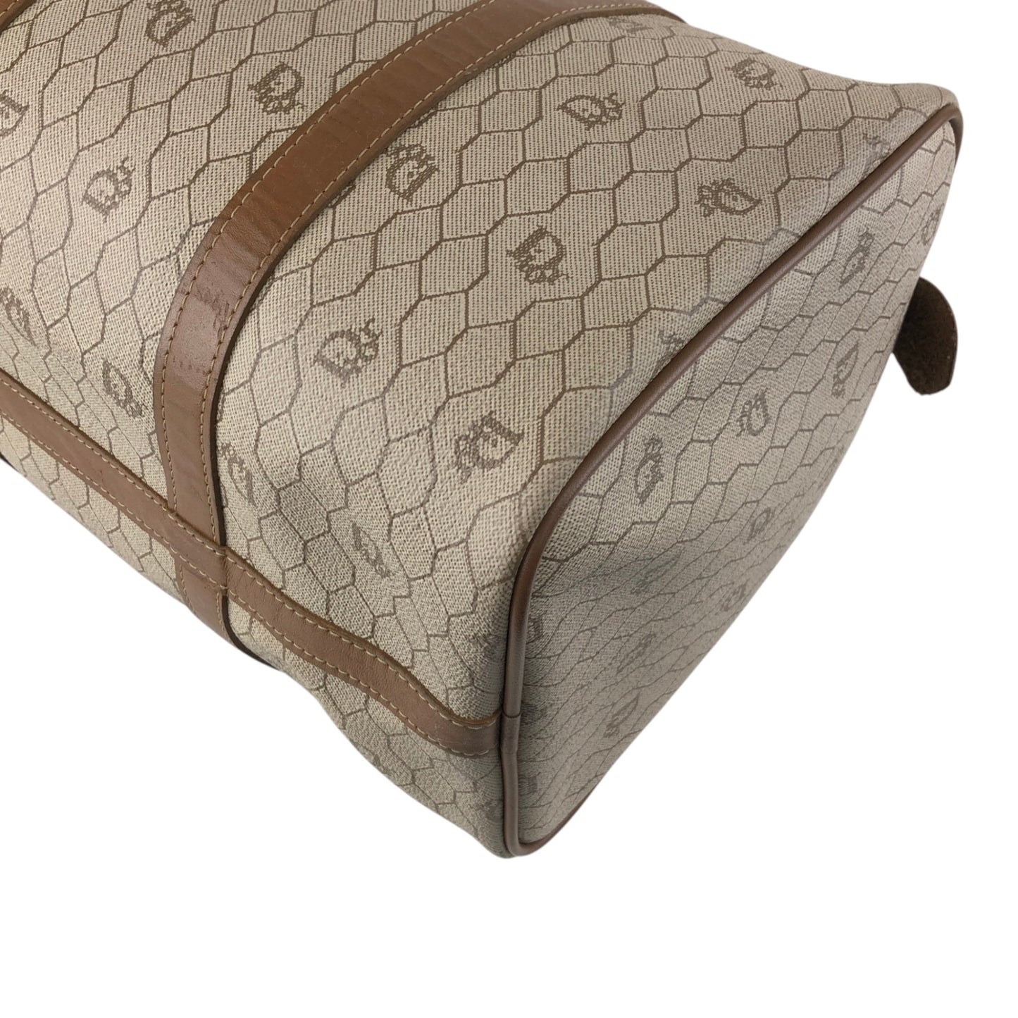 Christian Dior Honeycomb Pattern Handbag Boston bag Beige Vintage y2sxs7