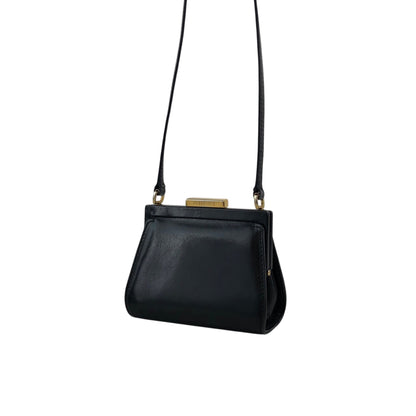 GUCCI Logo Metal Clasp Small Shoulder bag Black Vintage cepe4m