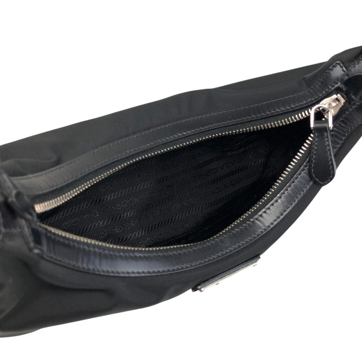 PRADA Triangle Logo Shoulder bag Hobobag Black Vintage cpgmii