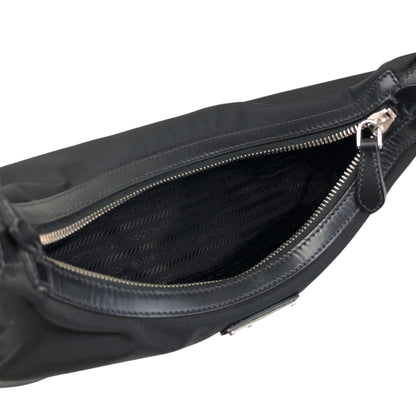 PRADA Triangle Logo Shoulder bag Hobobag Black Vintage cpgmii