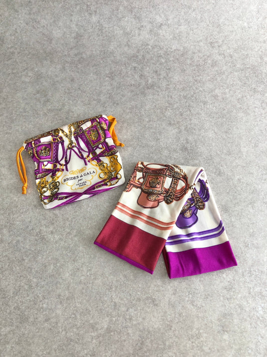 HERMES Silk Headband Purple BRIDES DE GALA Vintage dnswe2