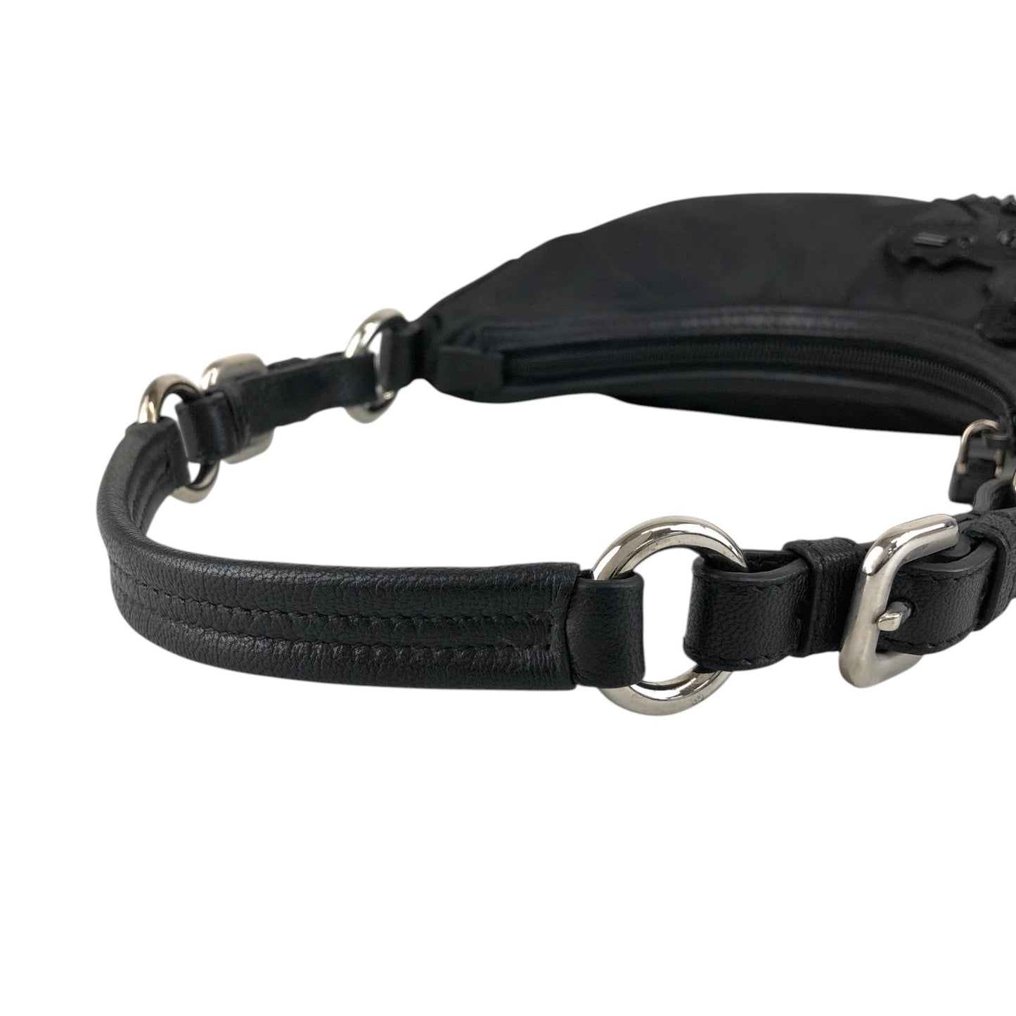 PRADA Triangle Logo Shoulder bag Black Vintage s4bkfb