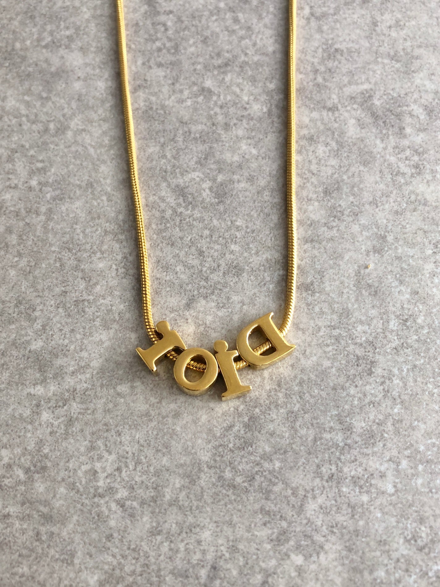 Christian Dior Logo Motif Necklace Gold Vintage irjb58
