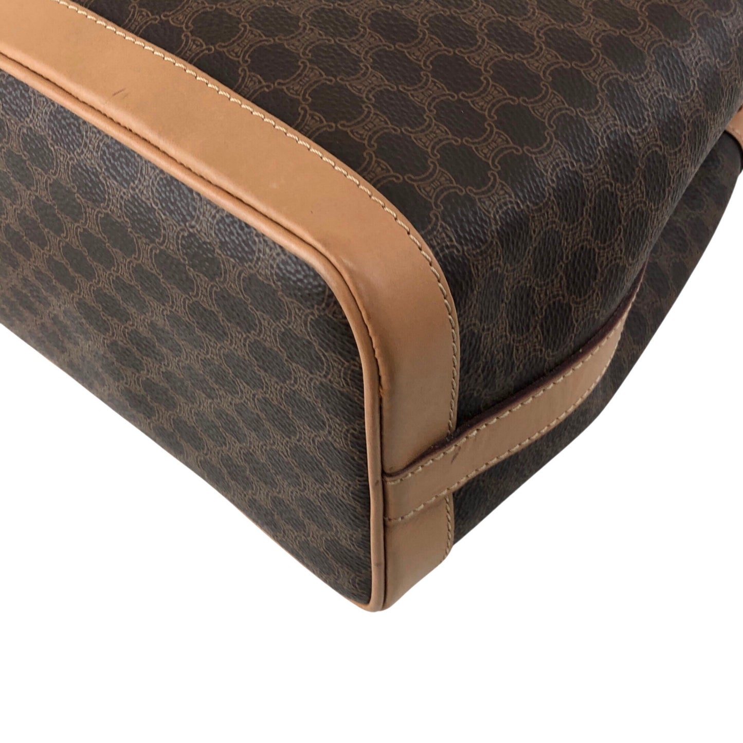 CELINE Macadam Blason Drawstring Shoulder bag Brown Vintage kvk5hf