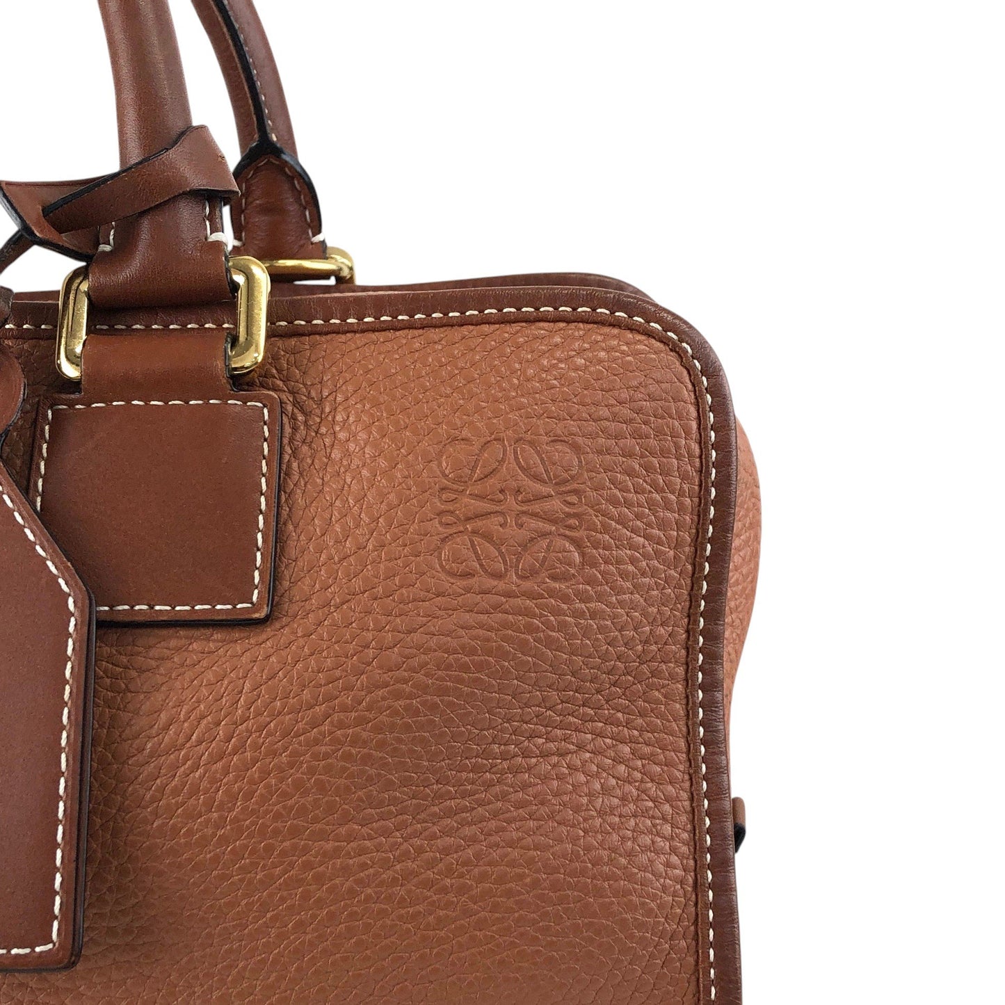 LOEWE Amazona36 Anagram Handbag Boston bag PinkBrown Vintage 2x2n6u