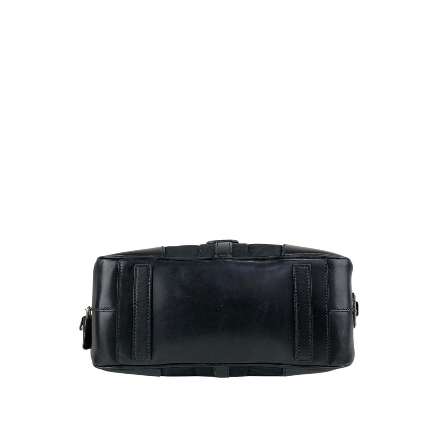 PRADA Tessuto Triangle Logo Small Boston bag Handbag Black Vintage vv4j5d