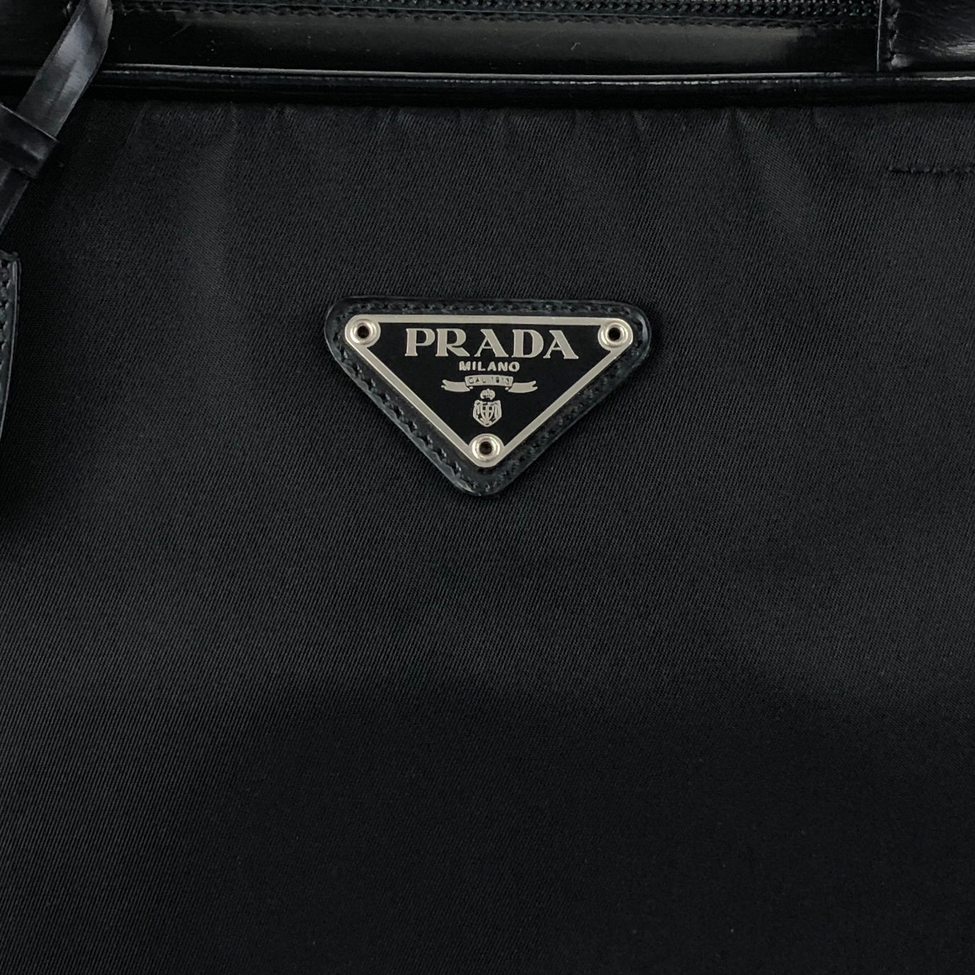 PRADA Tessuto Triangle Logo Handbag Black Vintage 3er6ru