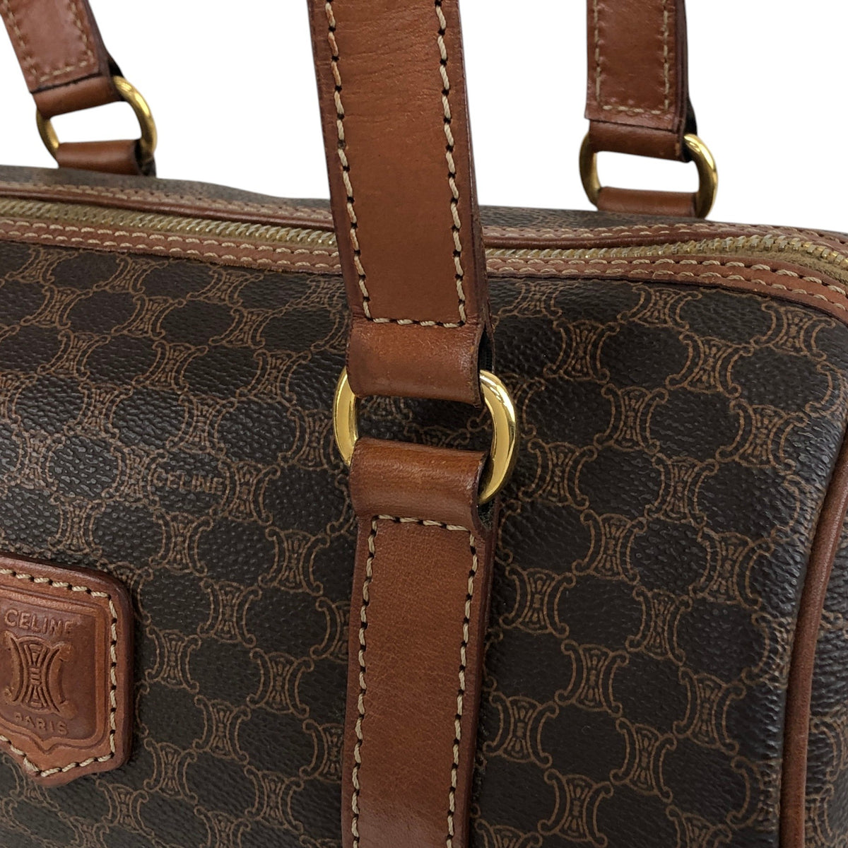 CELINE Macadam Blason Handbag Brown Vintage d6ntg2