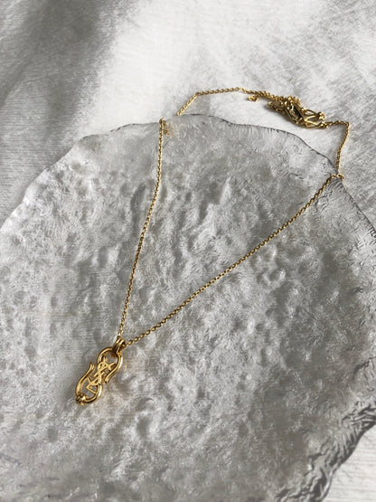 Yves Saint Laurent YSL Logo Motif Necklace Gold Vintage bxhwdv