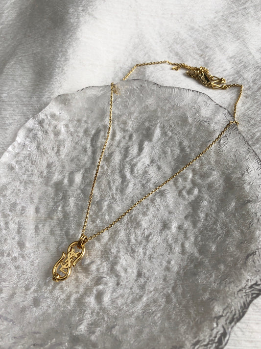 Yves Saint Laurent YSL Logo Motif Necklace Gold Vintage bxhwdv