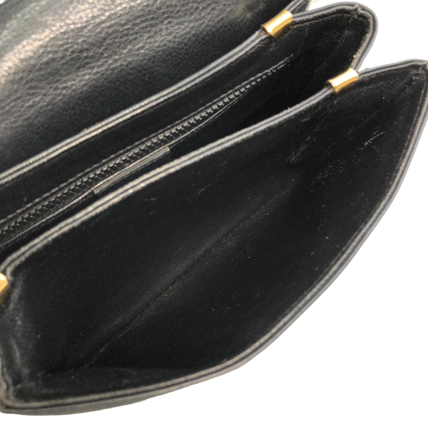 CELINE Blason Leather Shoulder bag Black Vintage hzmtvx