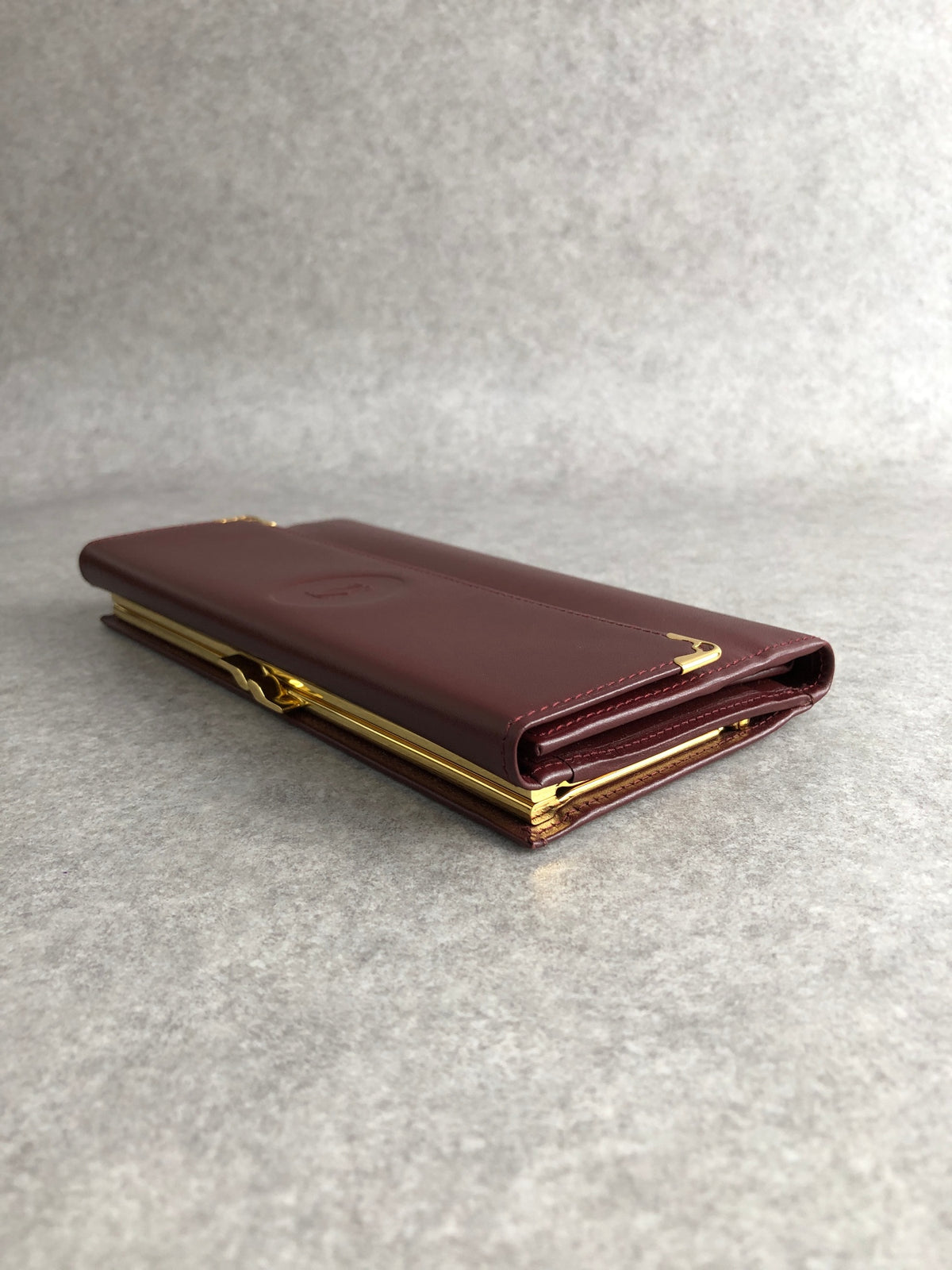 Cartier Logo Embossed Long Wallet Bordeaux Vintage shhgrp