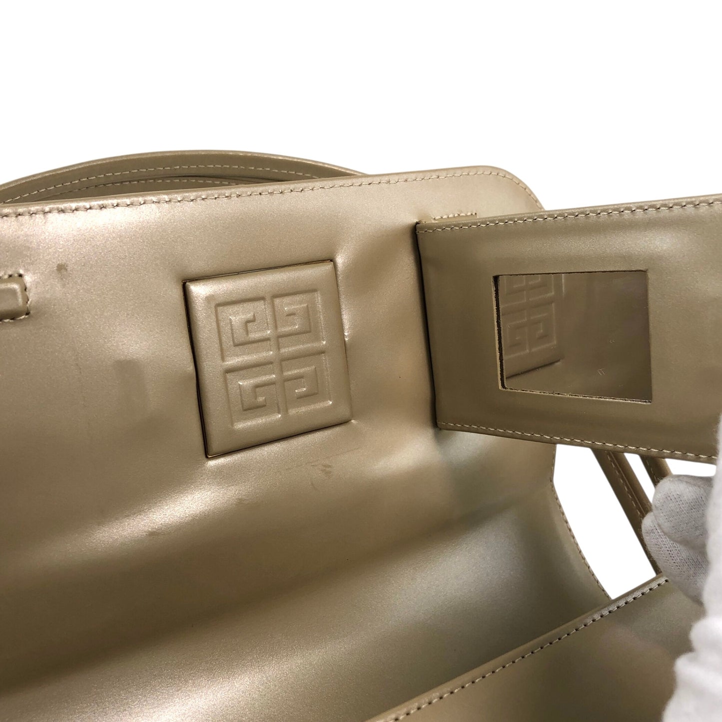 GIVENCHY Logo Handbag Beige Vintage f832t4