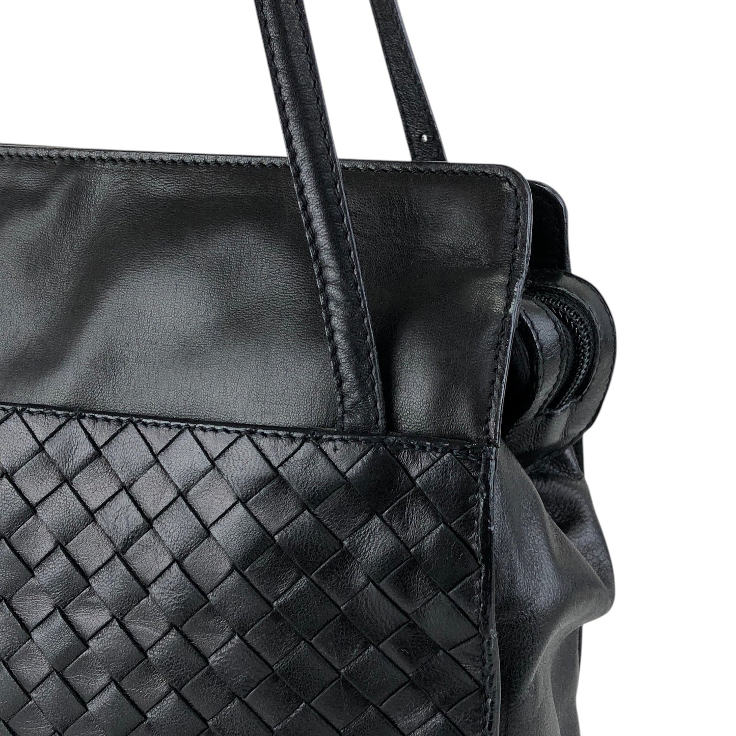 Bottega Veneta Intrecciato Handbag Shoulder bag Black Vintage egp857