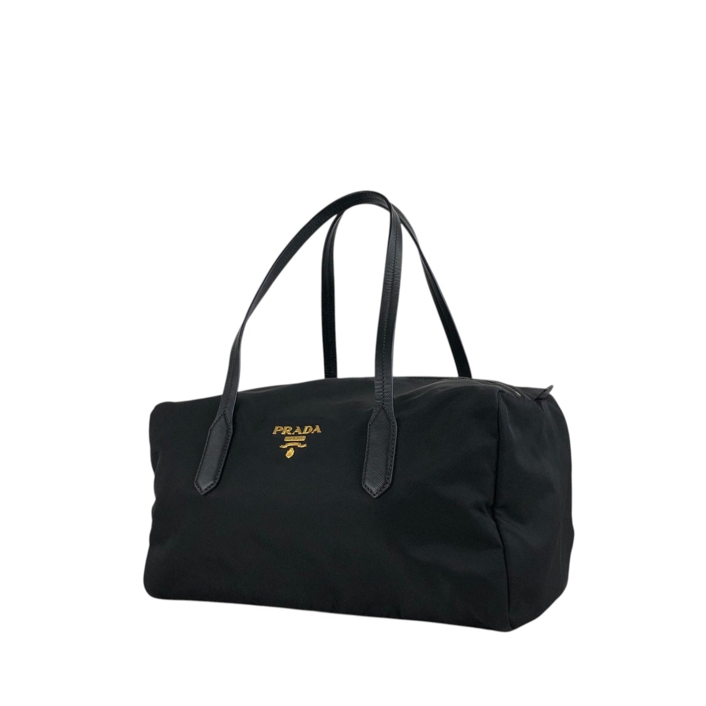 PRADA Logo Small Boston bag Handbag Black Vintage 754ve8