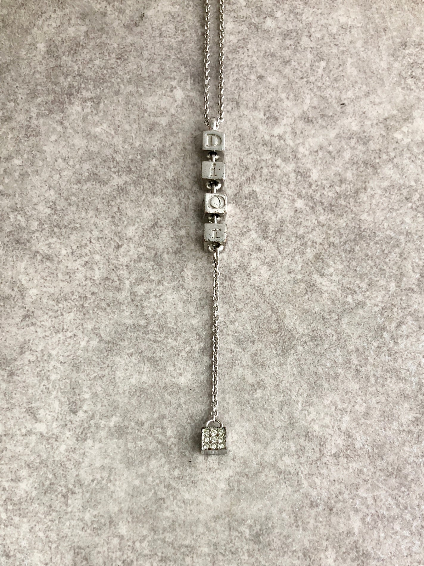 Christian Dior Cube Motif Necklace Silver Vintage yvgdz8