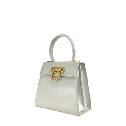 Salvatore Ferragamo Gancini Two-way Handbag Shoulder bag White Vintage wi32m8