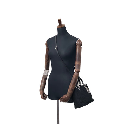 Christian Dior Lady Dior Cannage Nylon Two-way Shoulder bag Black Vintage 2i75ru