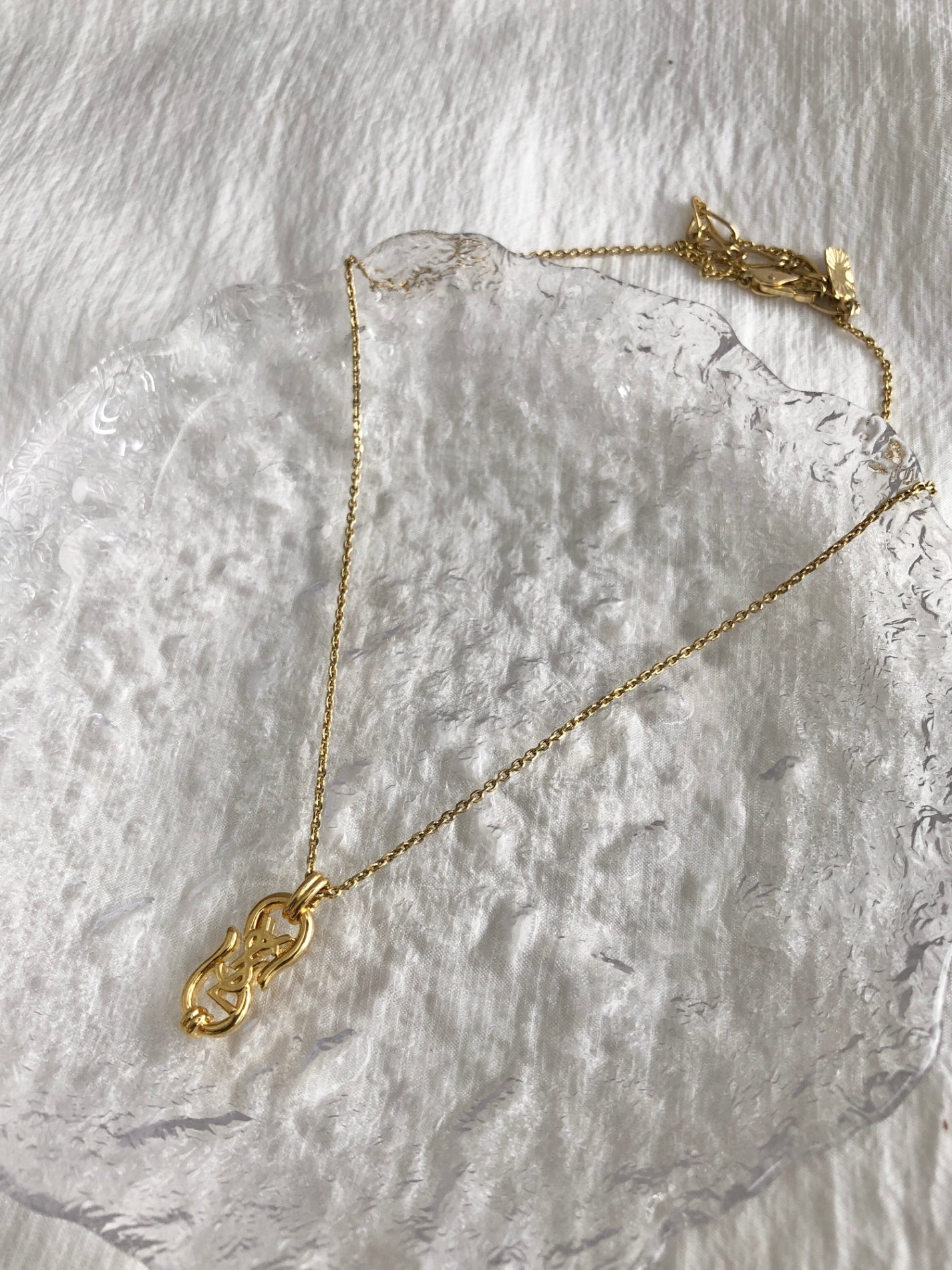 Yves Saint Laurent YSL Logo Necklace Gold Vintage jxgduk