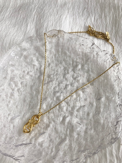 Yves Saint Laurent YSL Logo Necklace Gold Vintage jxgduk