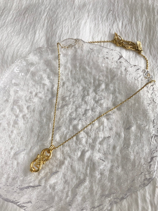 Yves Saint Laurent YSL Logo Necklace Gold Vintage jxgduk