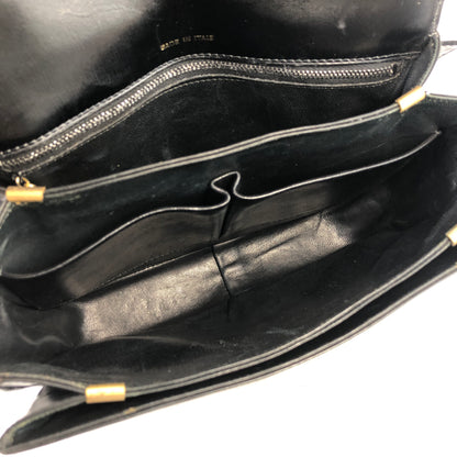 CELINE 馬銜扣皮革斜背包 黑色復古 p25eua 