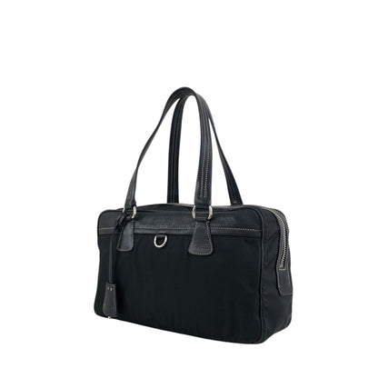 PRADA Logo Boston bag Totebag Black Vintage b57rj5
