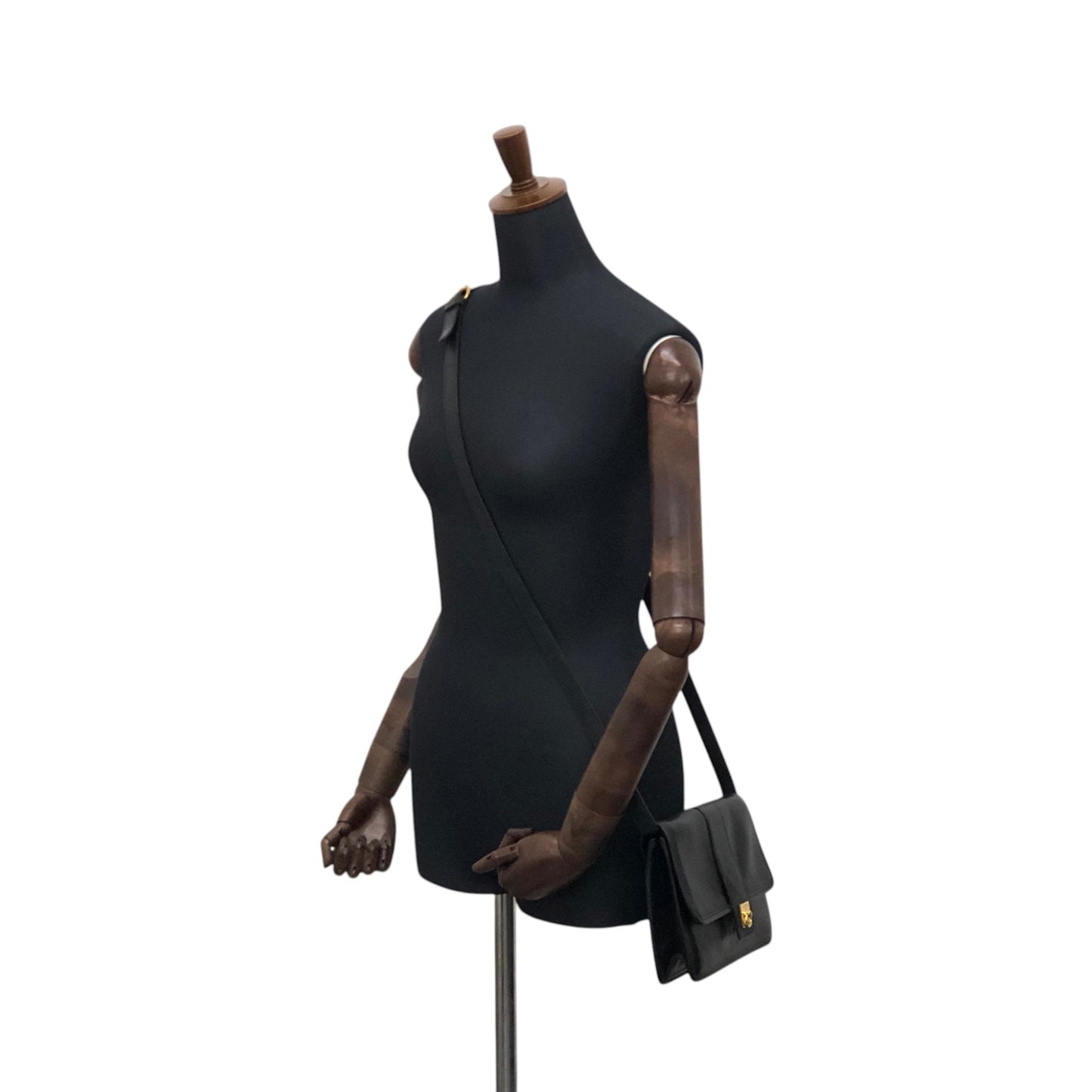 CELINE Gancini Shoulder bag Black Vintage 2tmayw
