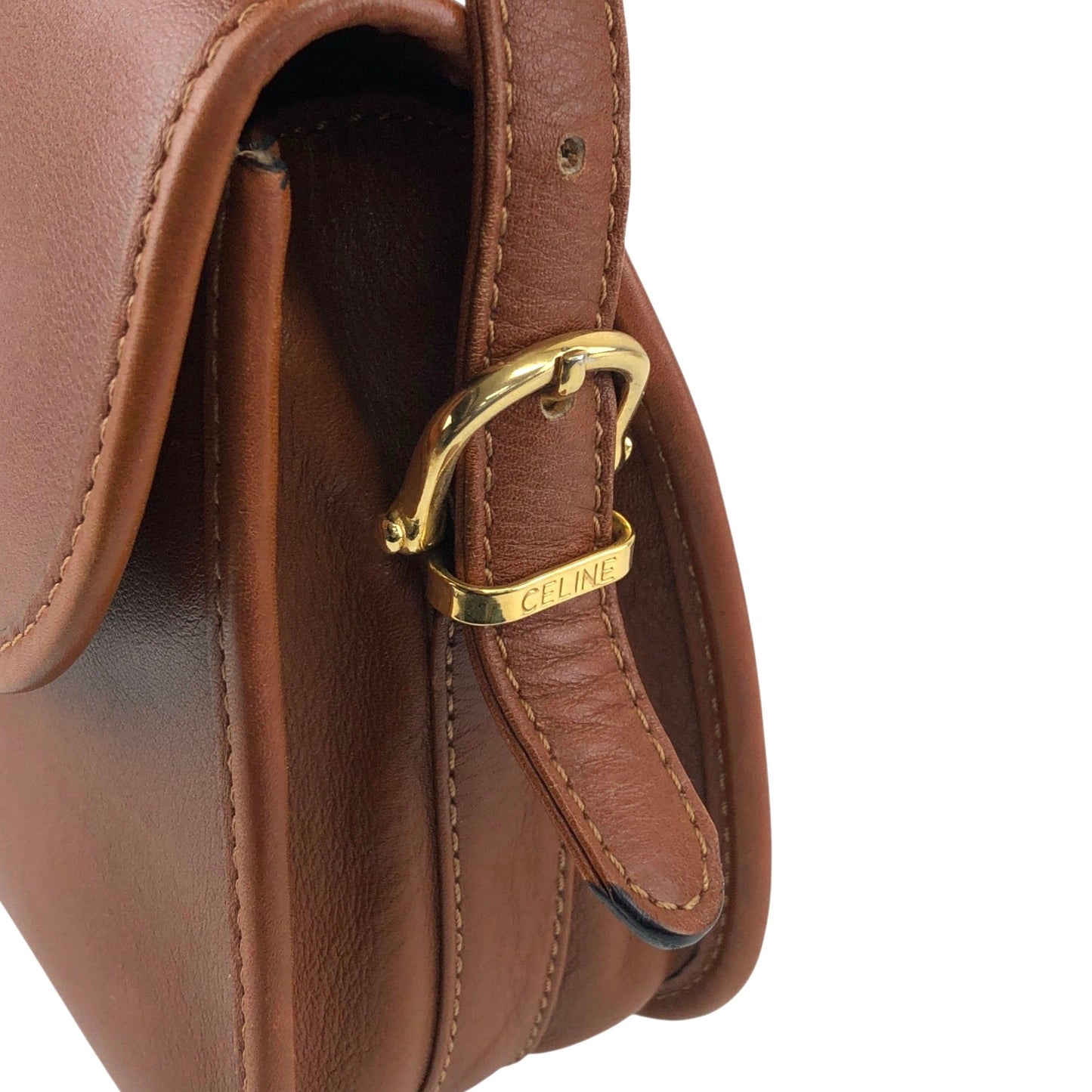 CELINE Gancini Shoulder bag Brown Vintage 4x8mbp