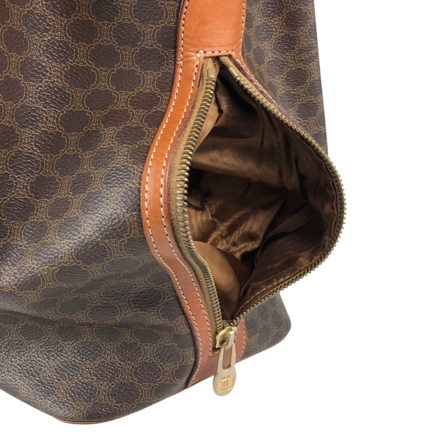 CELINE Macadam Two-way Drawstring Handbag Shoulder bag Brown Vintage ifb2i4