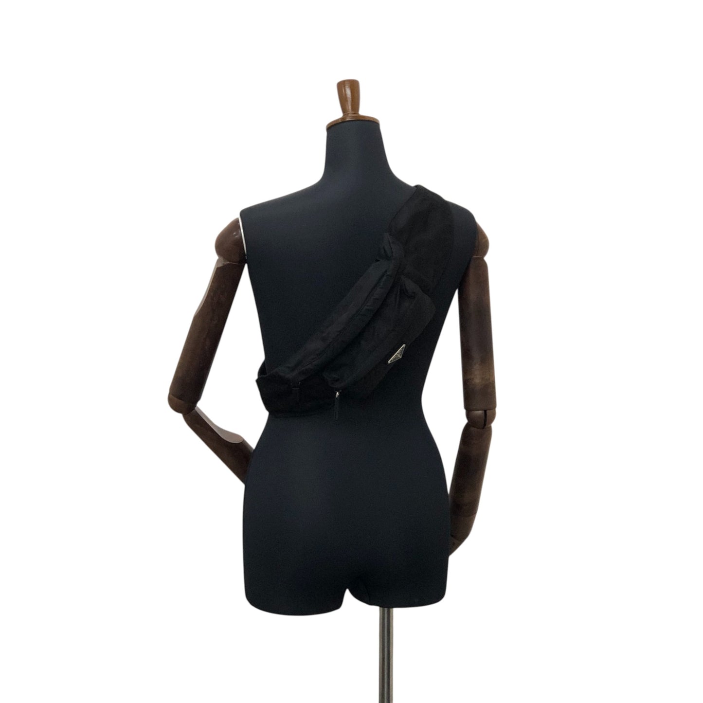 PRADA Tessuto Triangle Logo Sling bag Black Vintage hpnycc