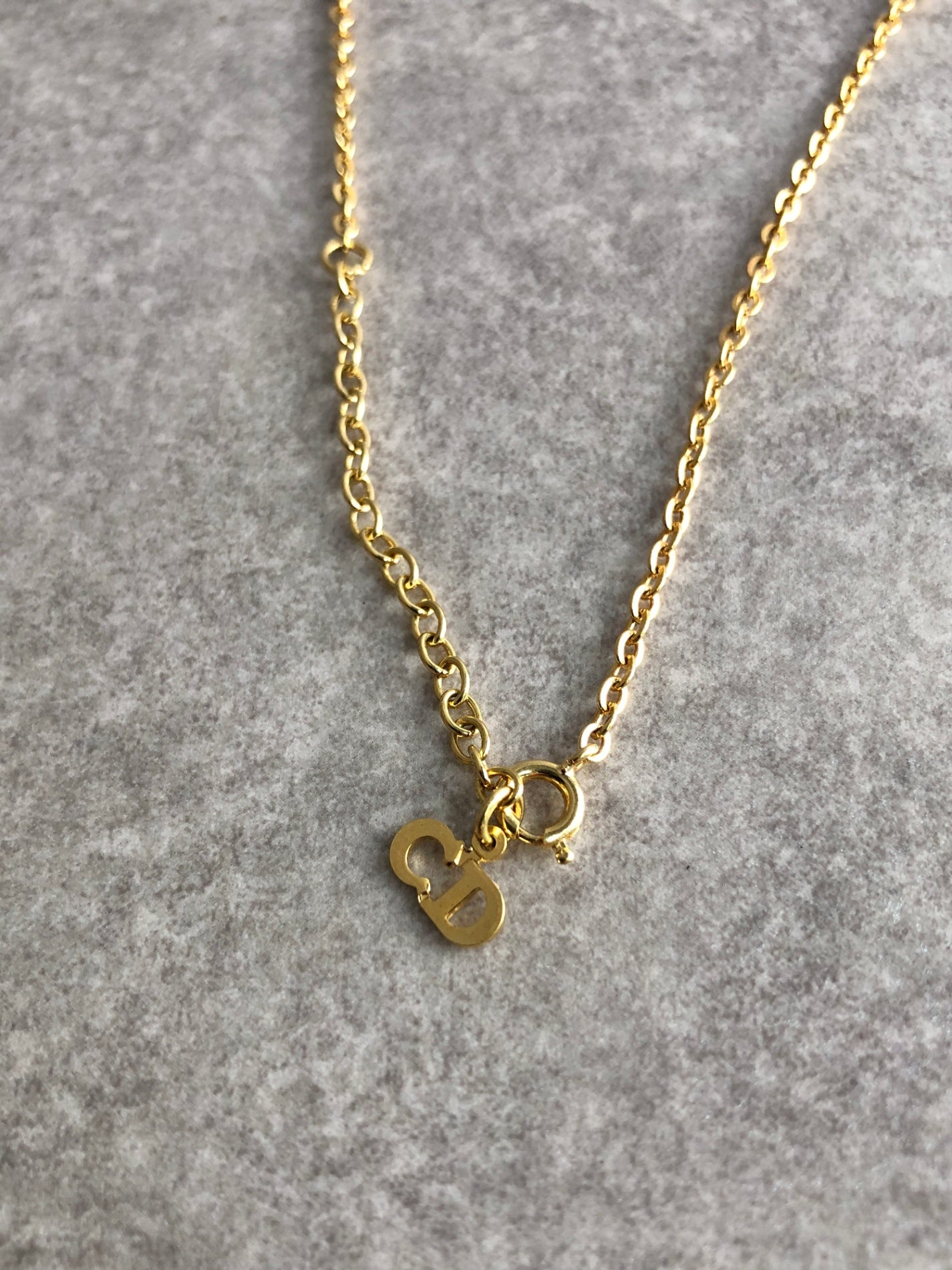 Christian Dior Logo Motif Necklace Gold Vintage nkmv6n