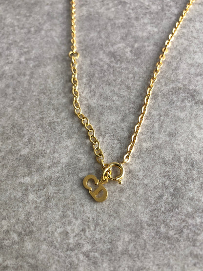 Christian Dior Logo Motif Necklace Gold Vintage nkmv6n