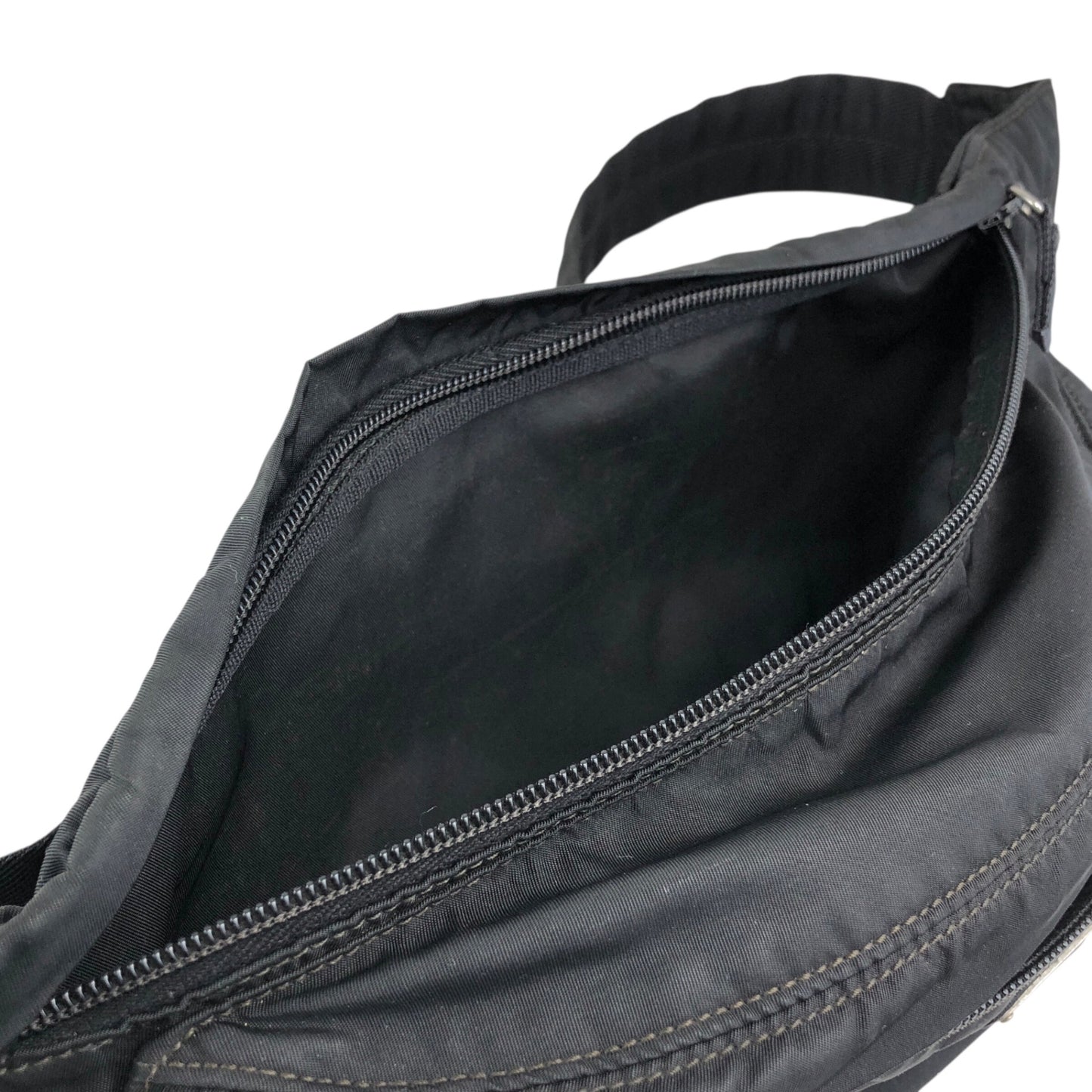 PRADA Tessuto Triangle Logo Sling bag Black Vintage fa4d62