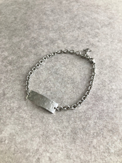LOUIS VUITTON Monogram Bracelet Silver M00681 Vintage 2cv57e