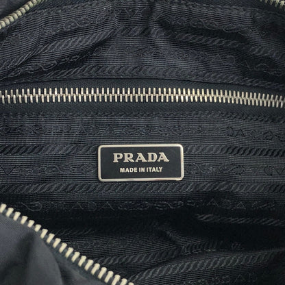 PRADA Logo Shoulder bag Hobobag Black Vintage kut77d